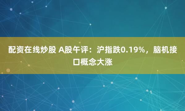 配资在线炒股 A股午评：沪指跌0.19%，脑机接口概念大涨