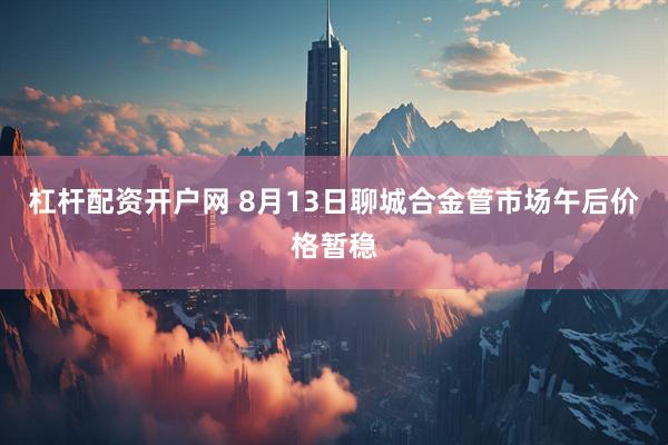 杠杆配资开户网 8月13日聊城合金管市场午后价格暂稳